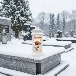 Duży znicz na grób lampion szklany kapliczka witraż cmentarz dla babci