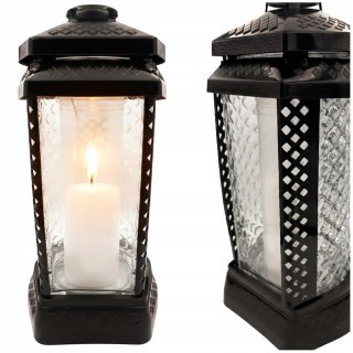 Znicz duży szklany ozdobny na grób cmentarz lampion dekoracyjny klasyczny czarny