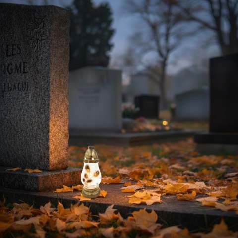 Znicz ozdobny szklany na grób cmentarz lampion dekoracyjny wkłady róża
