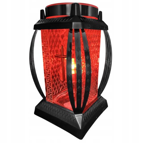 Znicz solarny led duży szklany na grób na cmentarz lampion ledowy