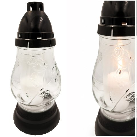 Znicz szklany ozdobny na grób cmentarz lampion dekoracyjny róża + wkład