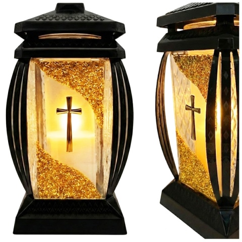 2x duży znicz na cmentarz grób szklany lampion krzyż 29cm dekoracyjny