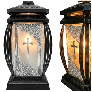 2x duży znicz na cmentarz lampion na grób kapliczka ozdobny dekoracyjny srebrny