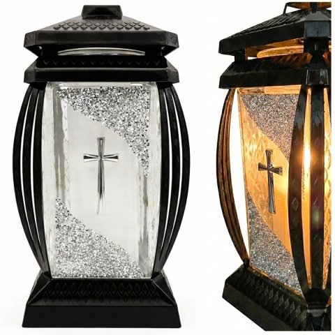 2x duży znicz na cmentarz lampion na grób kapliczka ozdobny dekoracyjny srebrny