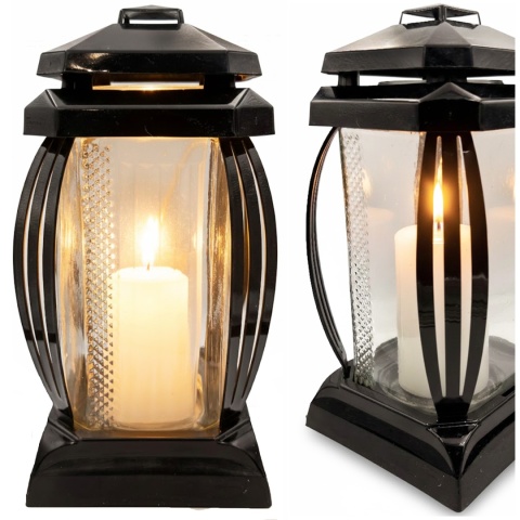 2x klasyczny znicz duży lampion na grób cmentarz kapliczka ozdobny dekor czarny