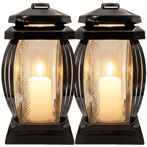 2x klasyczny znicz duży lampion na grób cmentarz kapliczka ozdobny dekor czarny