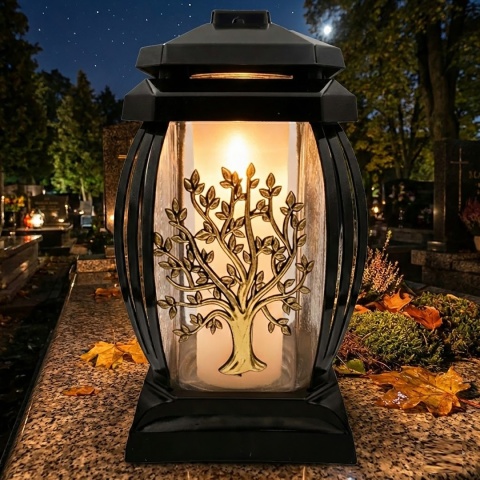 2x klasyczny znicz duży lampion na grób cmentarz kapliczka ozdobny drzewko złoty