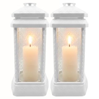 2x znicz duży szklany ozdobny na grób cmentarz lampion dekor klasyczny biały