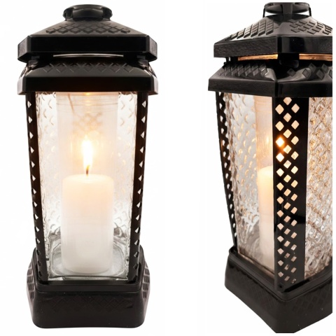 2x znicz duży szklany ozdobny na grób cmentarz lampion dekor klasyczny czarny