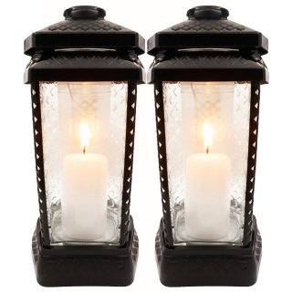 2x znicz duży szklany ozdobny na grób cmentarz lampion dekor klasyczny czarny