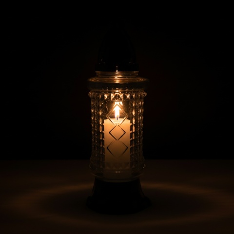 2x znicz duży szklany ozdobny na grób cmentarz lampion dekoracyjny + wkłady