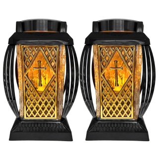 2x znicz solarny led duży szklany na cmentarz grób lampion ledowy kratka
