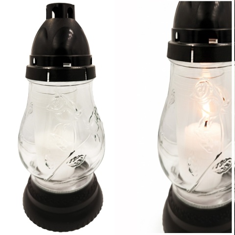 2x znicz szklany ozdobny na grób cmentarz lampion dekoracyjny róża + wkład