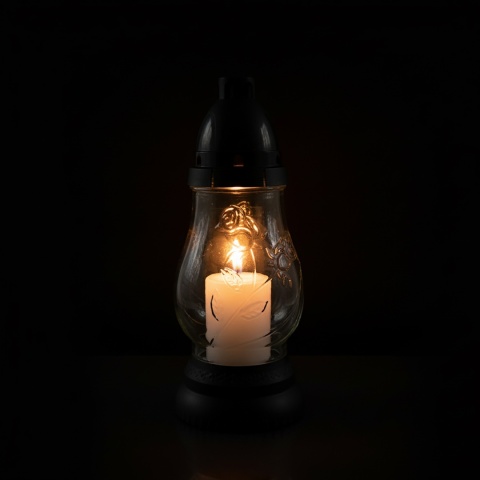 2x znicz szklany ozdobny na grób cmentarz lampion dekoracyjny róża + wkład