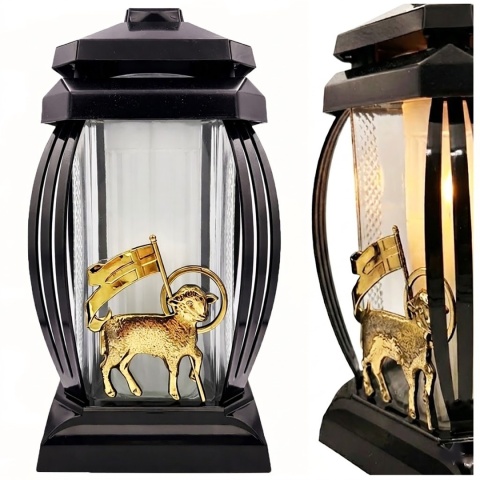 2x duży znicz wielkanocny na cmentarz baranek lampion szklany wiosenny 2026
