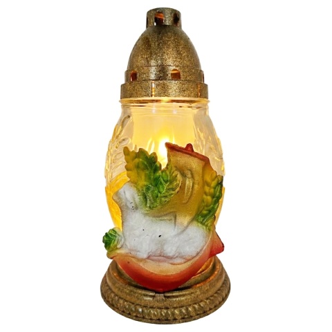 2x znicz wielkanocny na cmentarz pisanka baranek lampion szklany wiosenny