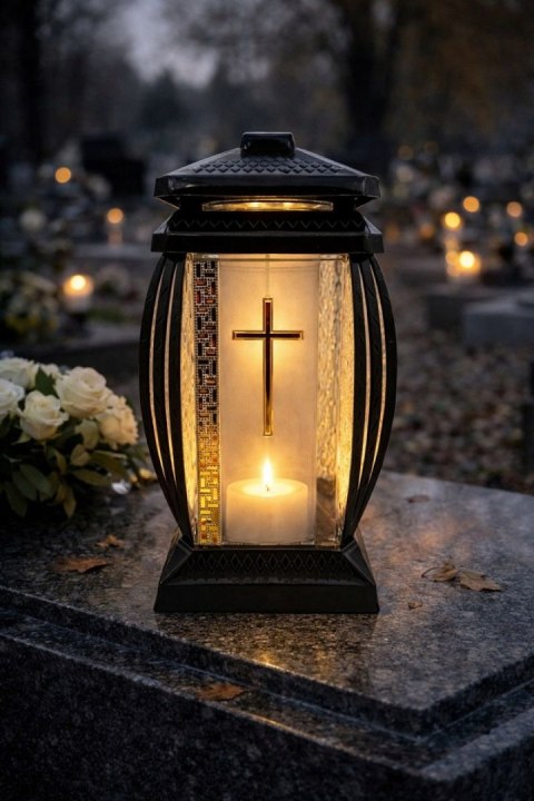 Duży znicz lampion na cmentarz grób kapliczka ozdobny dekoracyjny krzyż