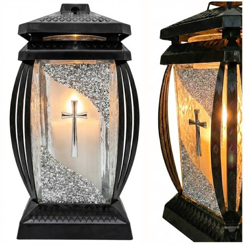 Duży znicz na cmentarz lampion na grób kapliczka ozdobny dekoracyjny srebrny