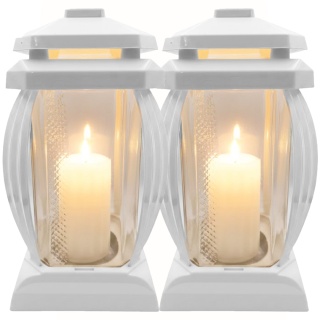 2x klasyczny znicz duży lampion na grób cmentarz kapliczka biały dekoracyjny