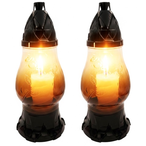 2x znicz ozdobny szklany na grób cmentarz lampion dekoracyjny róża brązowy