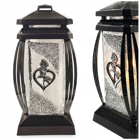 2x DUŻY ZNICZ OZDOBNY SZKLANY NA CMENTARZ GRÓB LAMPION DEKORACYJNY SREBRNY