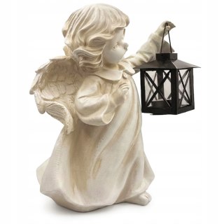 DUŻA FIGURKA DEKORACYJNA ANIOŁEK Z LATARENKĄ NAGROBNA NA GRÓB 28CM
