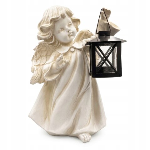 DUŻA FIGURKA DEKORACYJNA ANIOŁEK Z LATARENKĄ NAGROBNA NA GRÓB 28CM