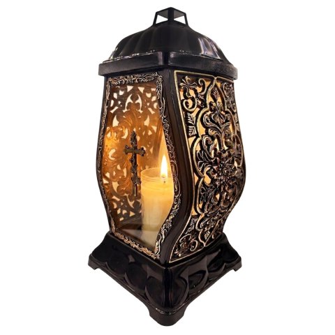 DUŻY ZNICZ NA CMENTARZ SZKLANY OZDOBNY NA GRÓB LAMPION DEKORACYJNY