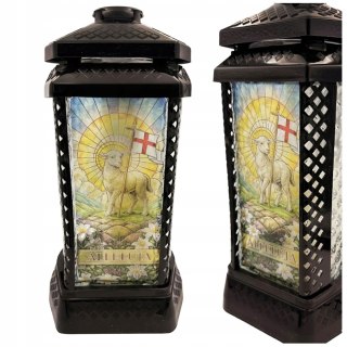 ZNICZ DUŻY SZKLANY OZDOBNY NA GRÓB LAMPION WIELKANOCNY + WKŁAD W ZESTAWIE