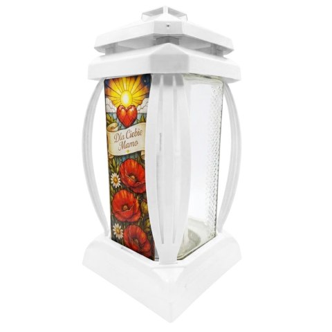 ZNICZ DUŻY DZIEŃ MATKI LAMPION NA CMENTARZ KAPLICZKA DLA MAMY OZDOBNY BIAŁY