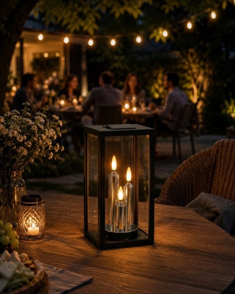 ZNICZ SOLARNY LED DUŻY SZKLANY NA CMENTARZ GRÓB LAMPION DEKORACYJNY TRIO