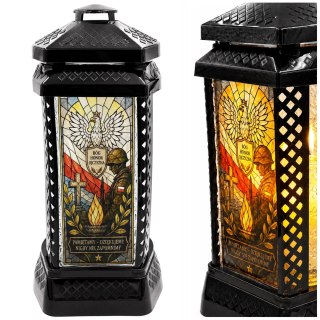 2x ZNICZ DUŻY SZKLANY OZDOBNY NA GRÓB LAMPION WITRAŻ DLA ŻOŁNIERZA WOJSKO