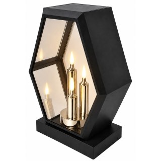 ZNICZ SOLARNY LED DUŻY SZKLANY NA CMENTARZ LAMPION TRAPEZ TRIO WKŁAD SREBRO